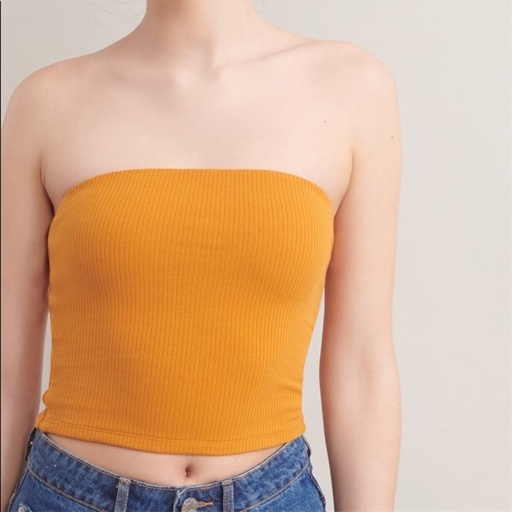 Mustard Ribbed Tube Top